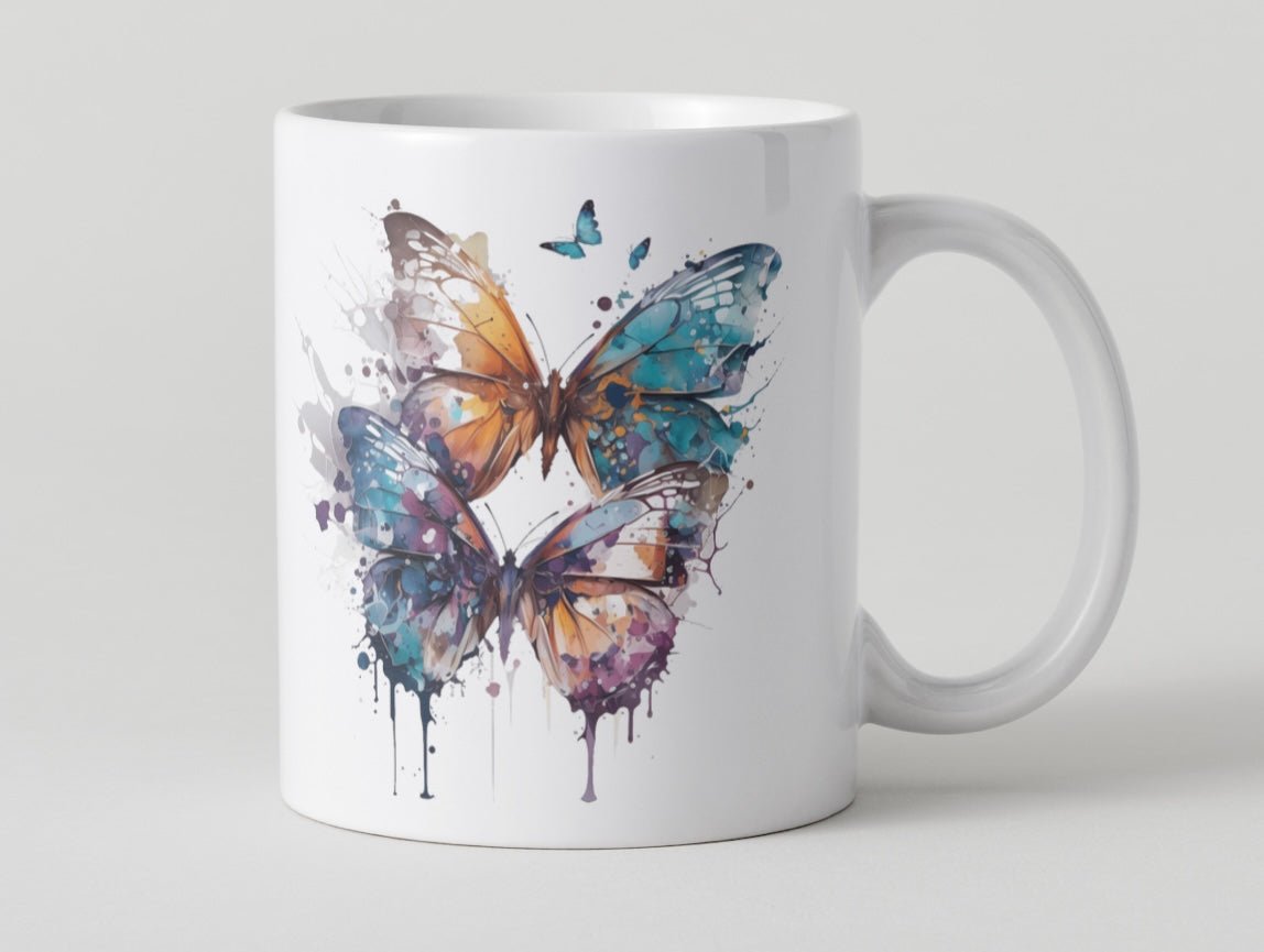 Watercolour Butterfly Mugs