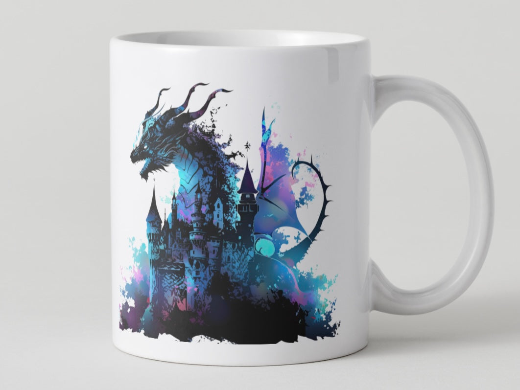 Dragon And Castle Watercolour Mugs