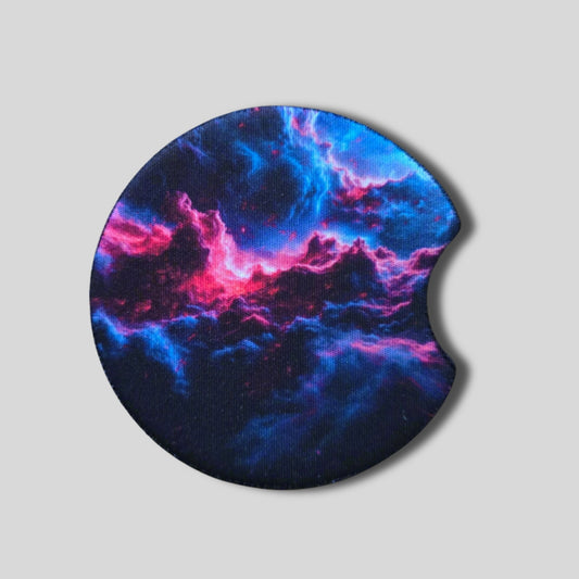 Galaxy Storm Coaster 2-Pack - Round Car Cup Holder Coasters With Finger Groove Design