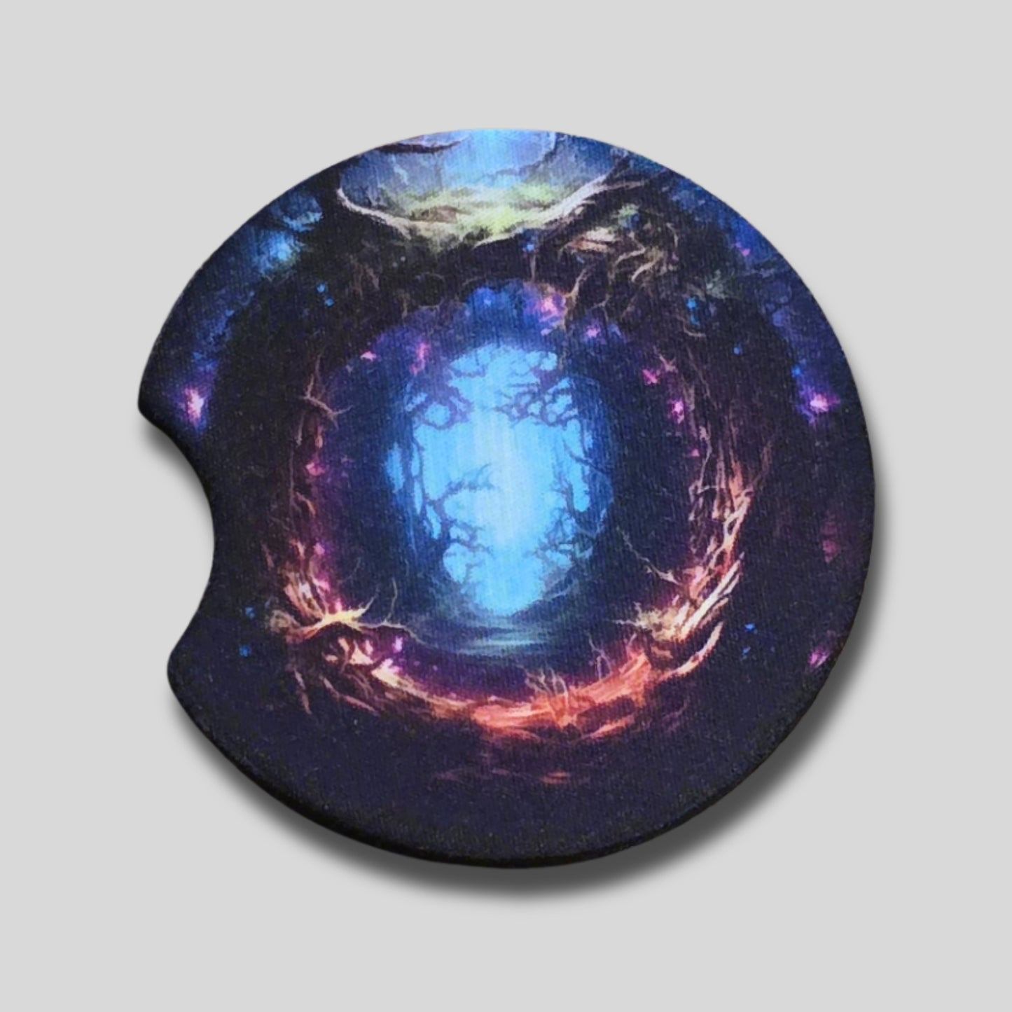 Magical Portal Coasters 2-Pack - Round Car Cup Holder Coasters With Finger Groove Design