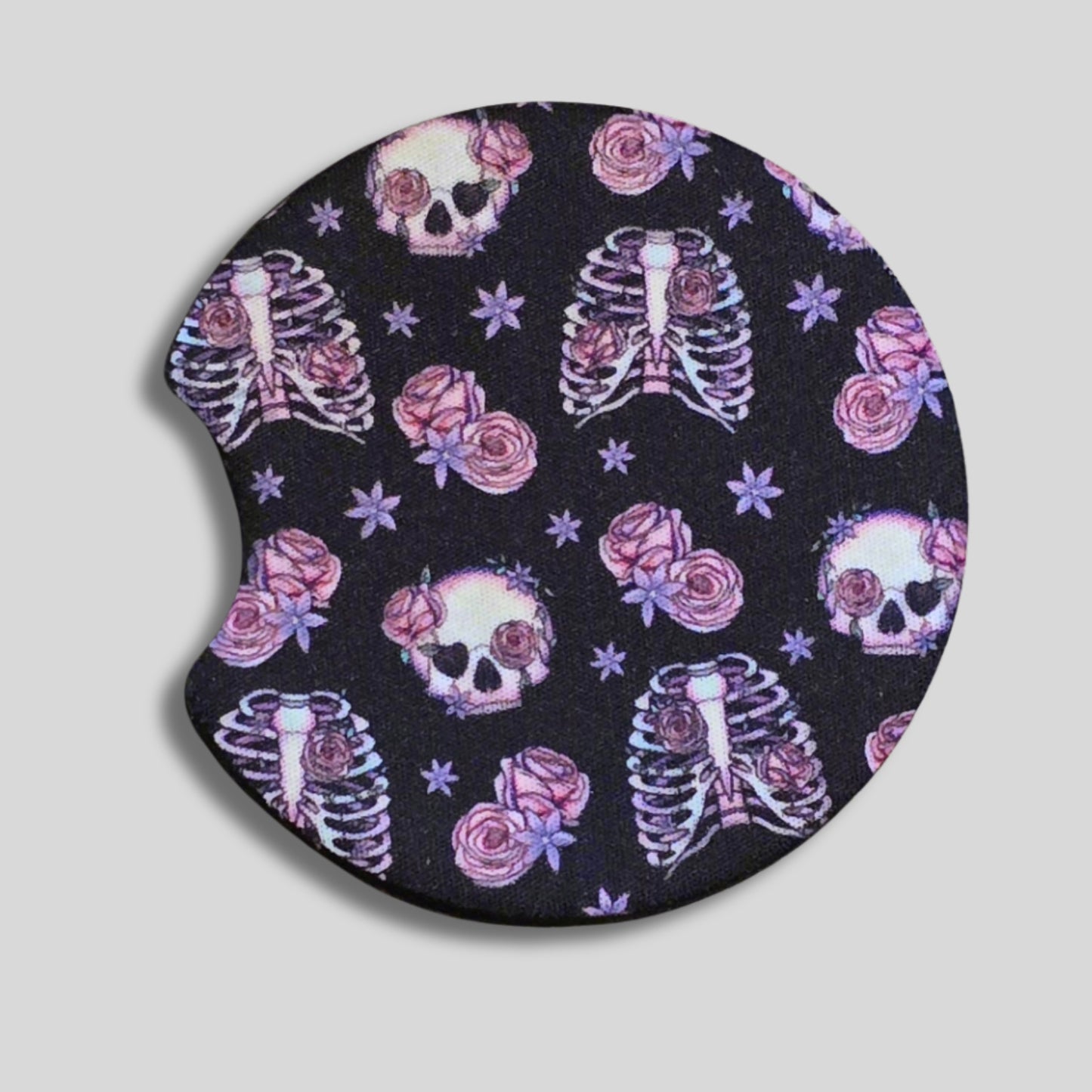 Pastel Goth Coasters 2-Pack - Round Car Cup Holder Coasters With Finger Groove Design