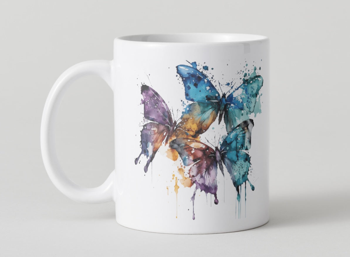Watercolour Butterfly Mugs