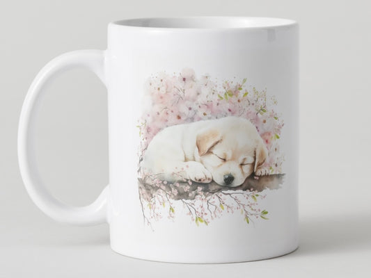 Adorable Cherry Blossom Puppy Mugs