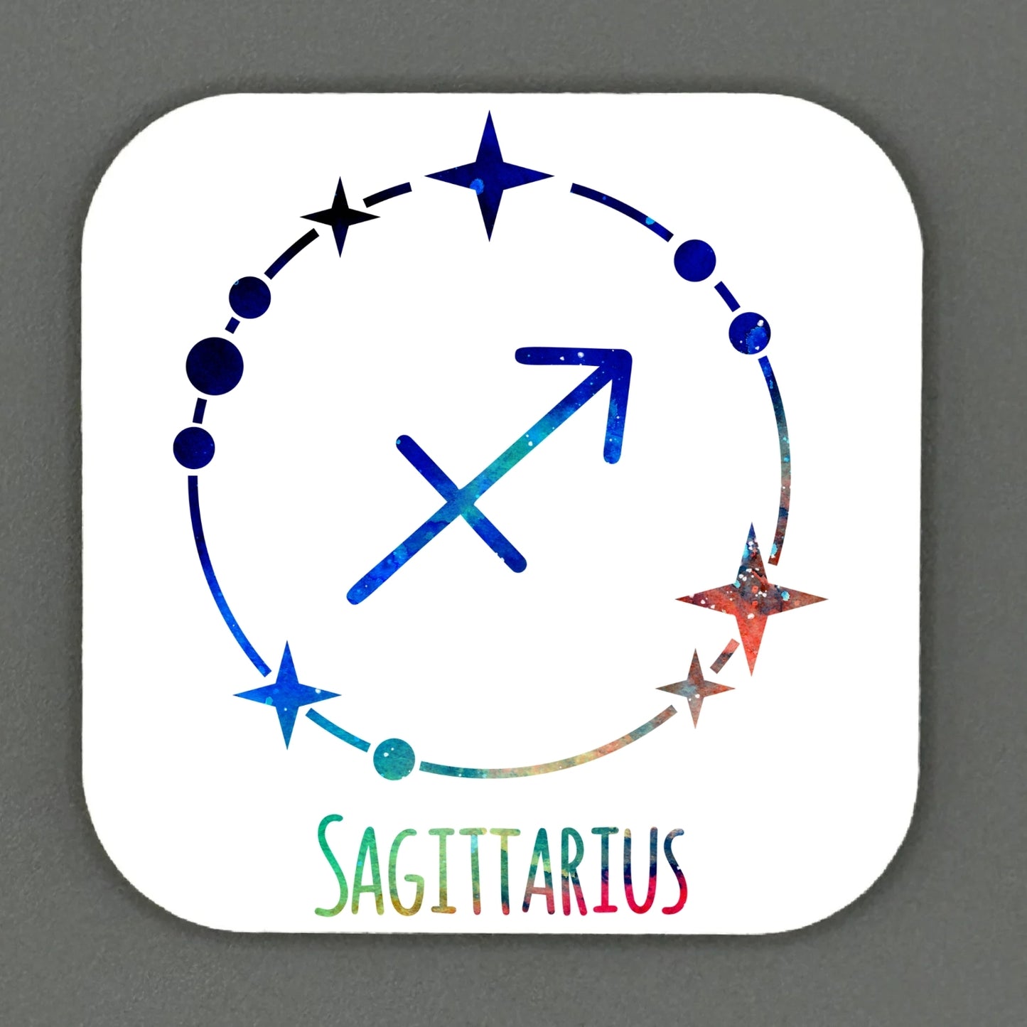 Colourful Star Sign Square Magnet