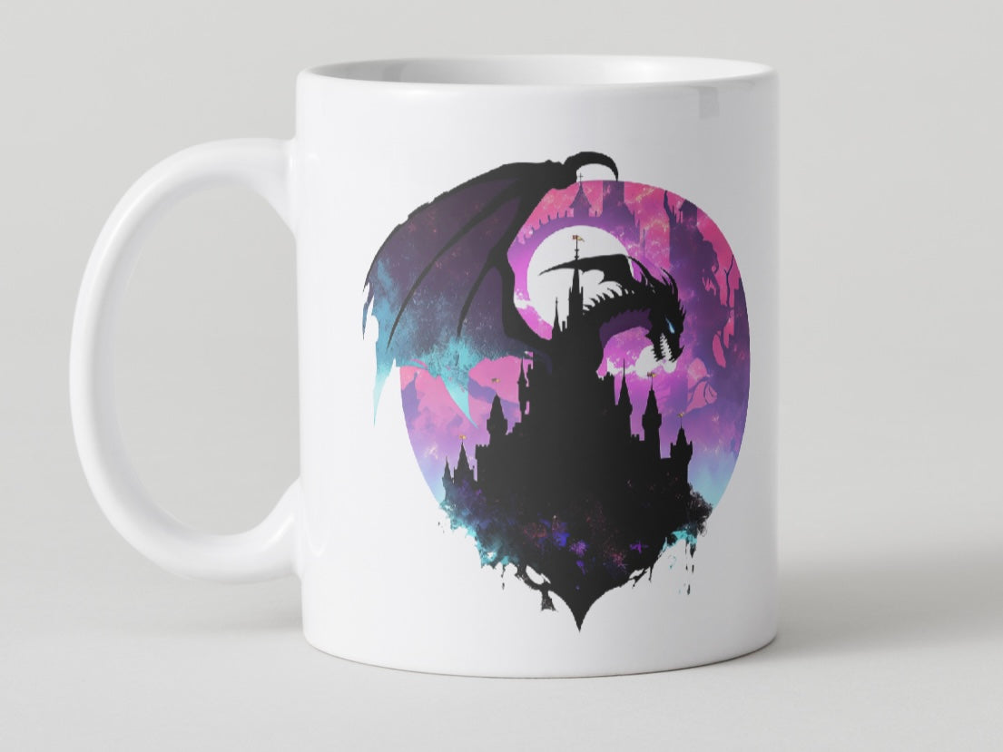 Dragon And Castle Watercolour Mugs