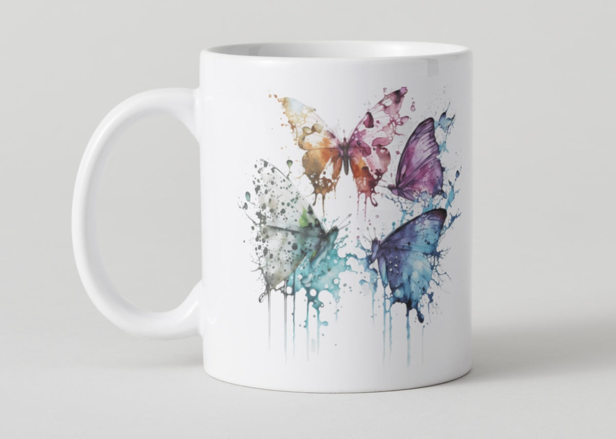 Watercolour Butterfly Mugs