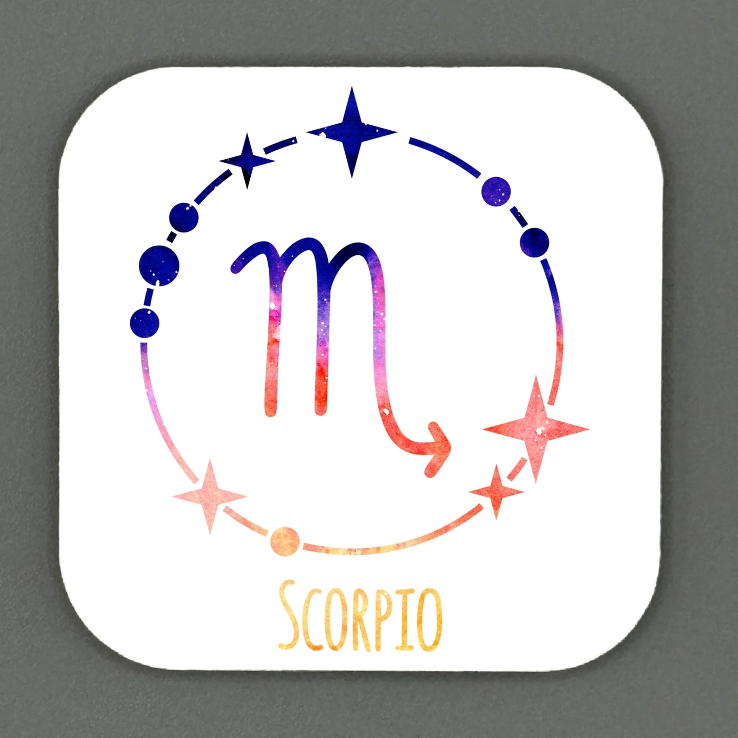 Colourful Star Sign Square Magnet