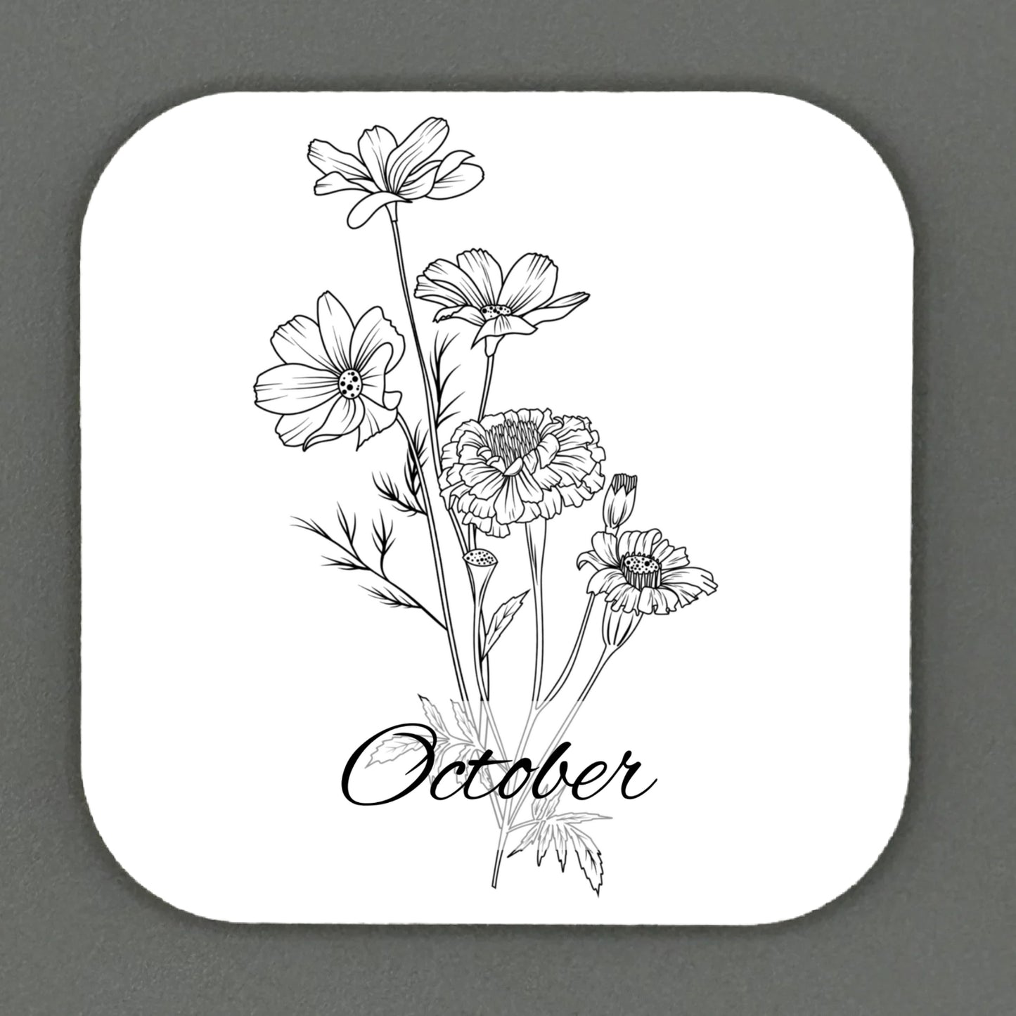 Birth Month Flowers Square Magnets