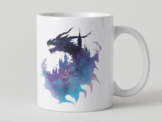 Dragon And Castle Watercolour Mugs