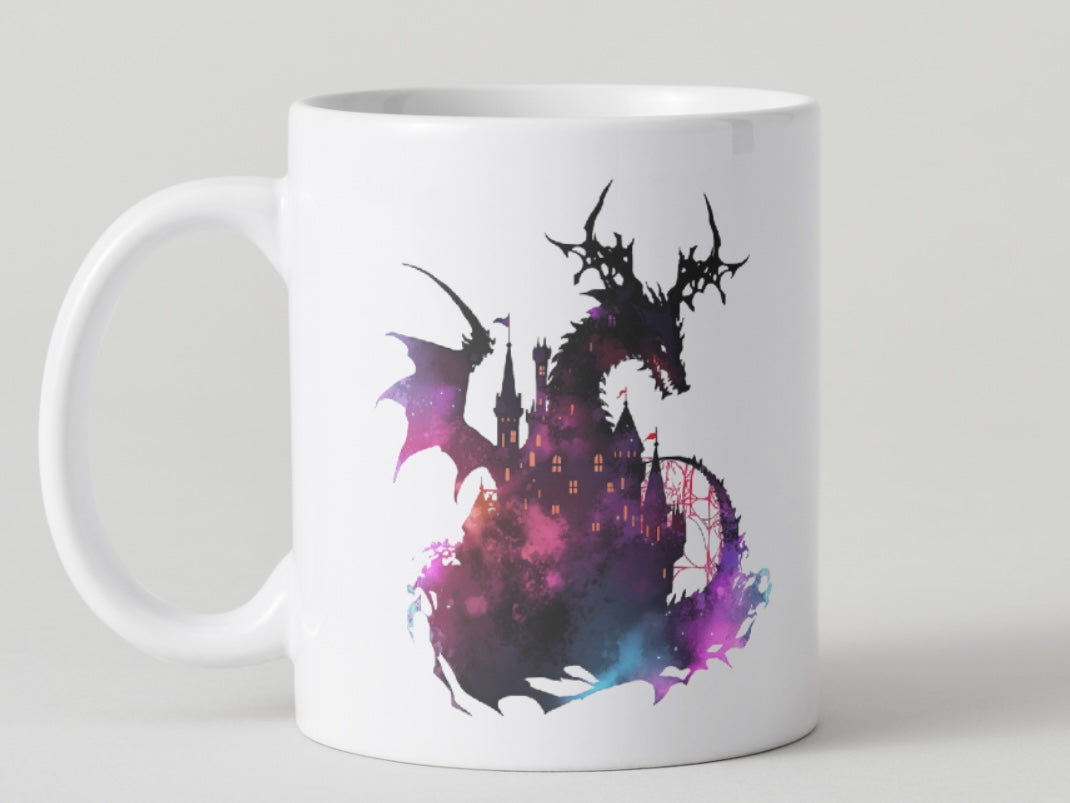 Dragon And Castle Watercolour Mugs