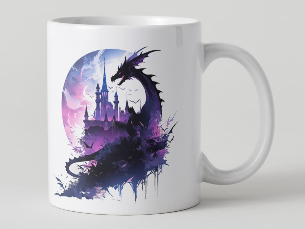 Dragon And Castle Watercolour Mugs