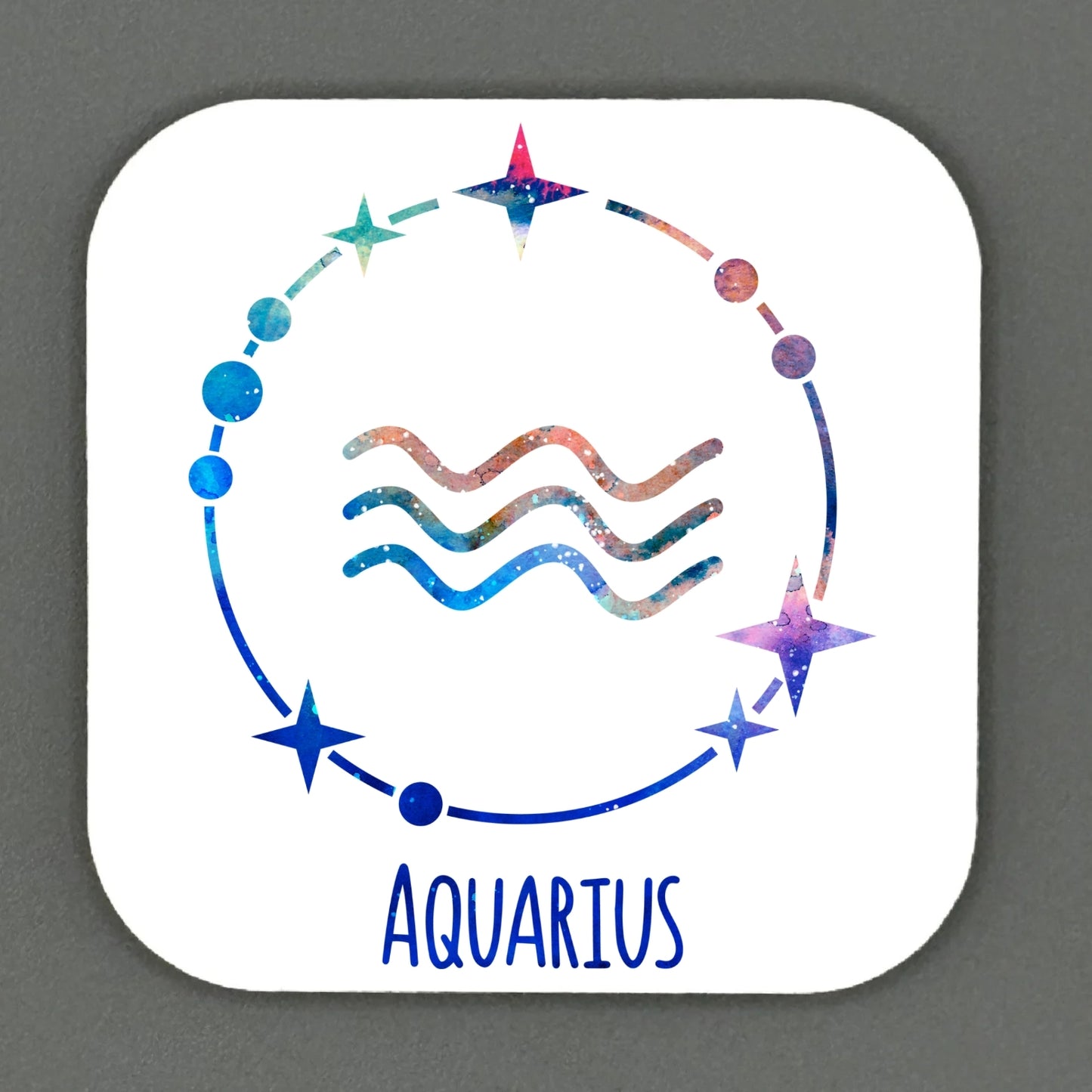 Colourful Star Sign Square Magnet