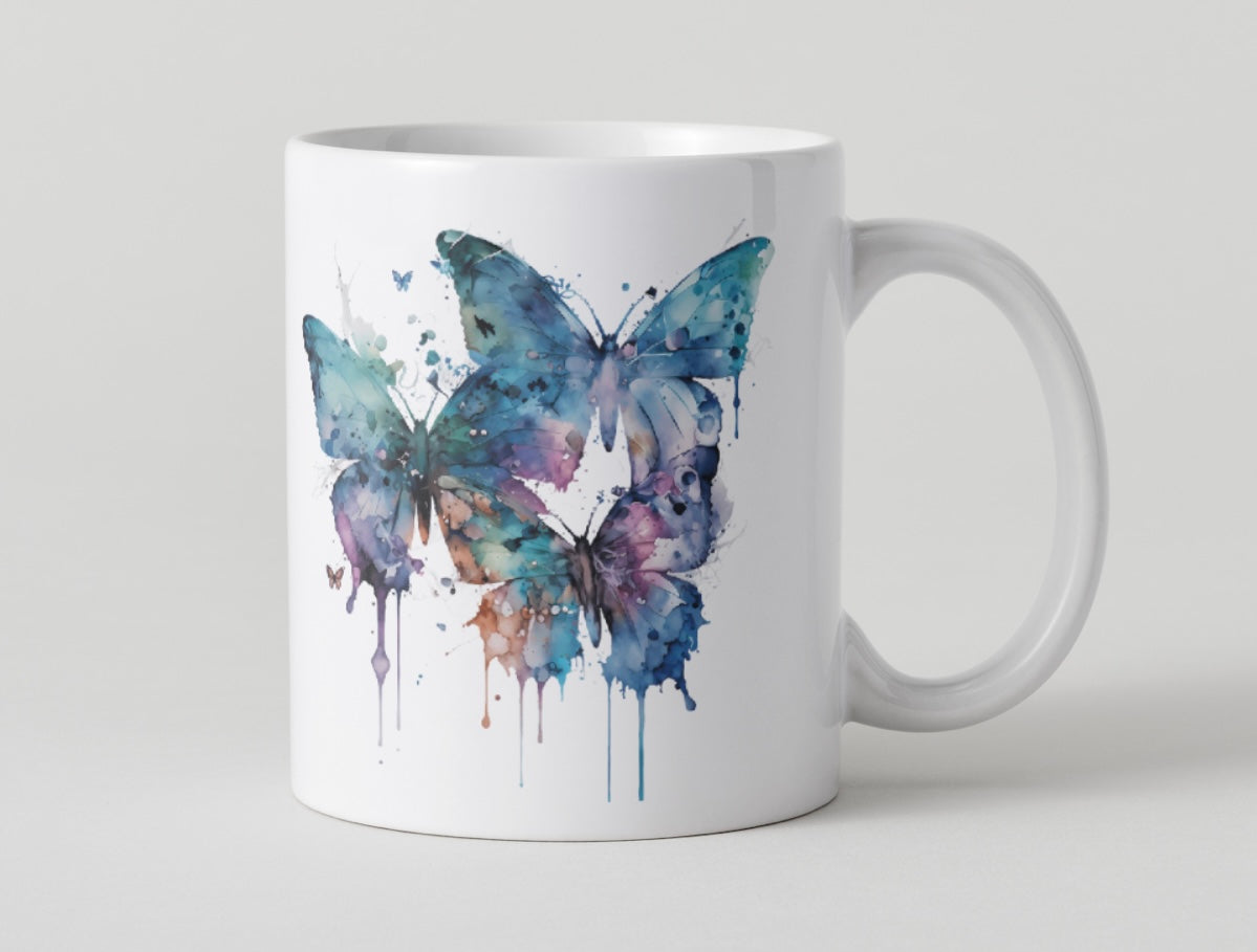 Watercolour Butterfly Mugs