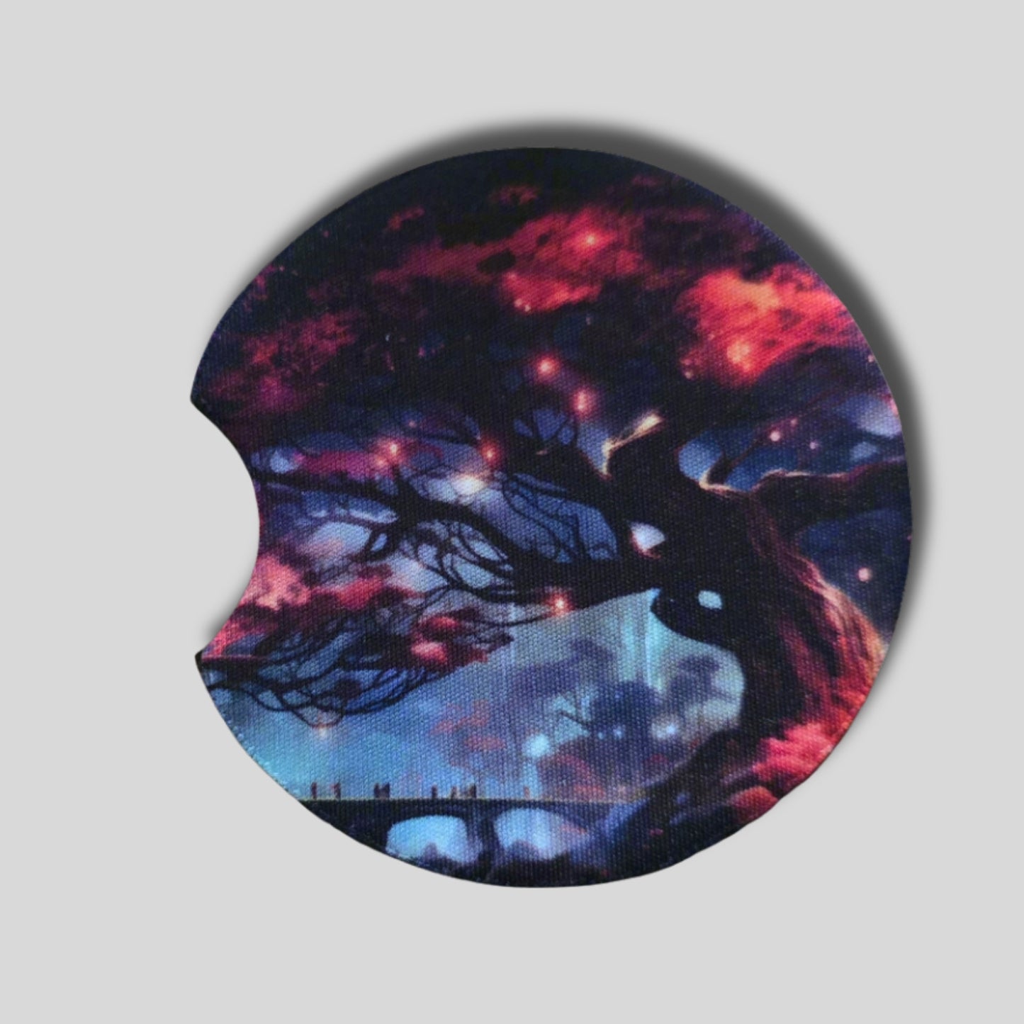 Cosmic Tree Coasters 2-Pack - Round Car Cup Holder Coasters With Finger Groove Design