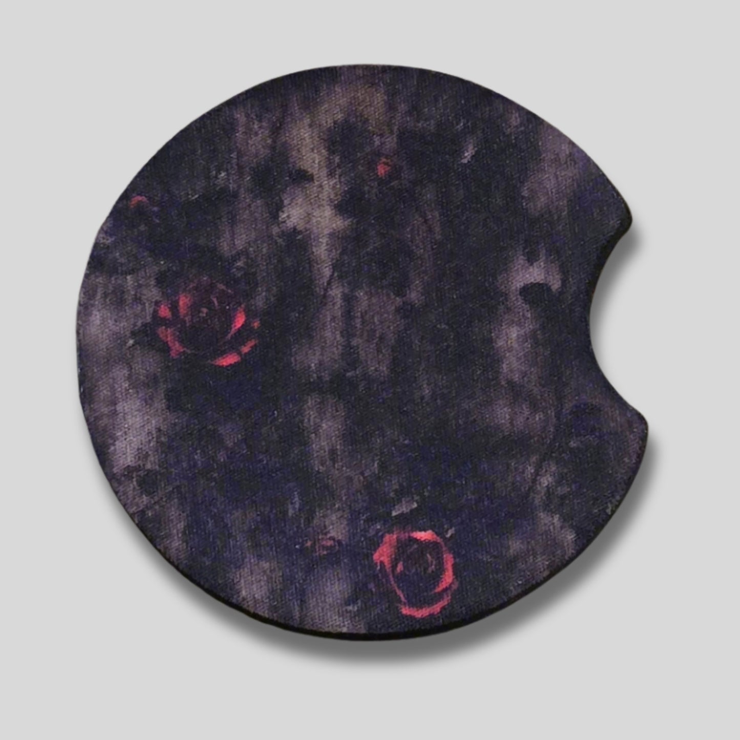 Dark Rose Coasters 2-Pack - Round Car Cup Holder Coasters With Finger Groove Design