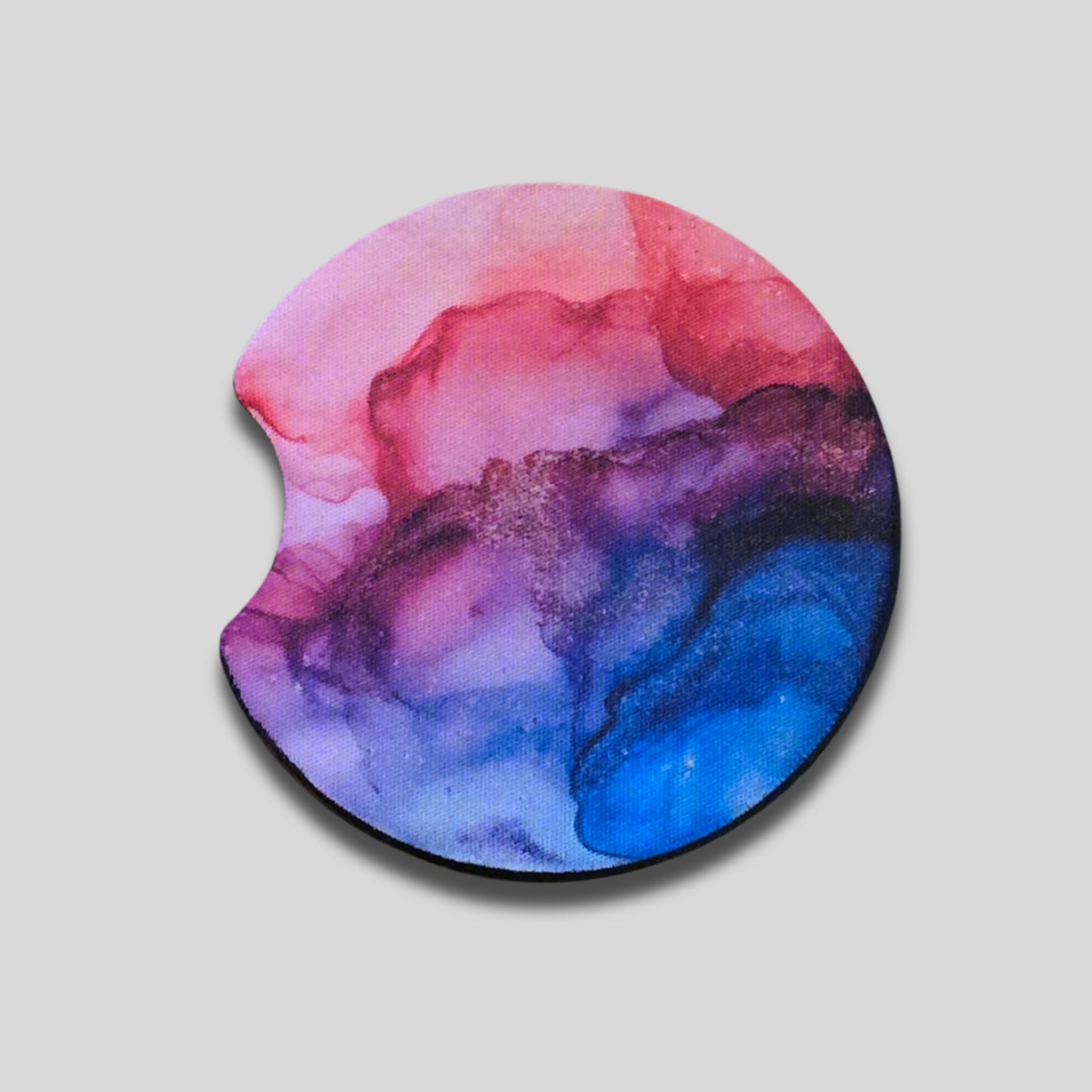 Watercolour Coaster 2-Pack - Round Car Cup Holder Coasters With Finger Groove Design